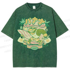 Unisex Surfing Monkey Printed Washed Tee