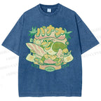 Unisex Surfing Monkey Printed Washed Tee