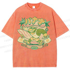 Unisex Surfing Monkey Printed Washed Tee