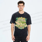 Unisex Surfing Monkey Printed Washed Tee