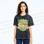 Unisex Surfing Monkey Printed Washed Tee