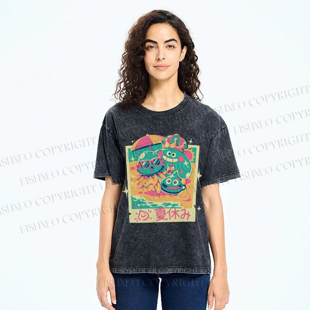 Unisex Dragon Quest Monsters Printed Washed Tee