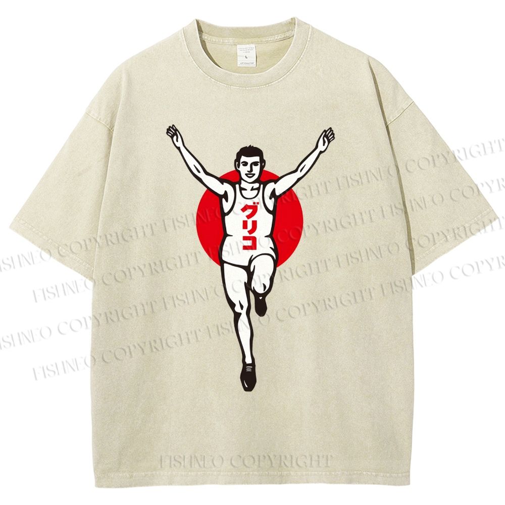 Unisex Running Man Printed Washed Tee