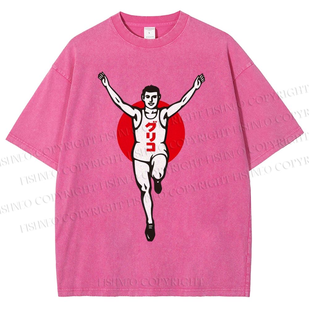 Unisex Running Man Printed Washed Tee