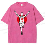 Unisex Running Man Printed Washed Tee