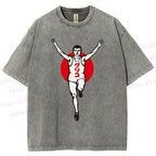 Unisex Running Man Printed Washed Tee