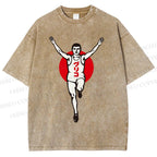 Unisex Running Man Printed Washed Tee
