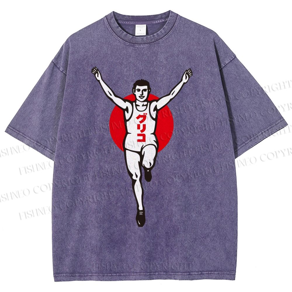 Unisex Running Man Printed Washed Tee