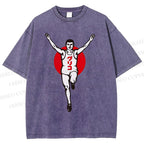 Unisex Running Man Printed Washed Tee