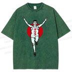 Unisex Running Man Printed Washed Tee
