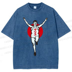 Unisex Running Man Printed Washed Tee