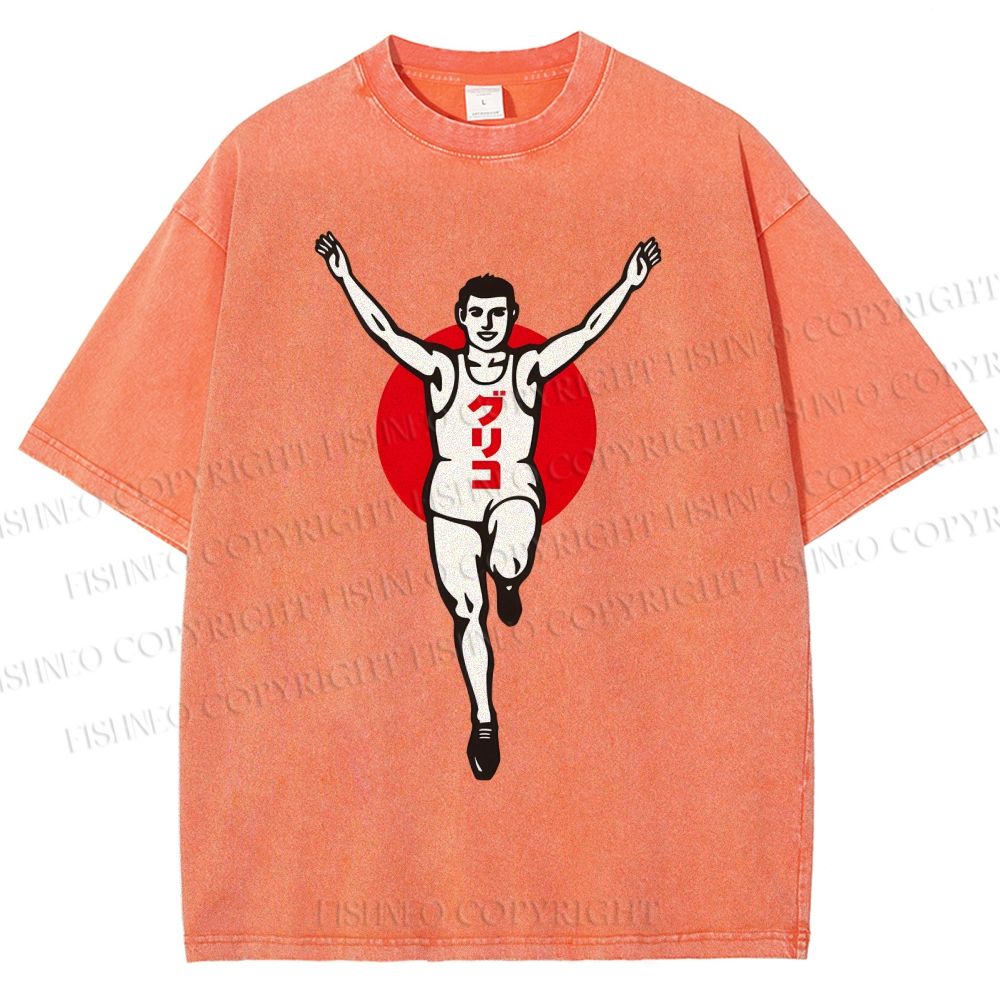 Unisex Running Man Printed Washed Tee