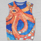 Unisex Japanese Art Style Octopus Printed Tank Top