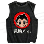 Unisex Japanese Astro Boy Printed Washed Tank Top
