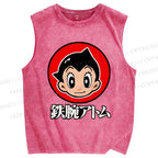 Unisex Japanese Astro Boy Printed Washed Tank Top