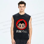 Unisex Japanese Astro Boy Printed Washed Tank Top