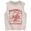 Unisex Vintage Dragon Printed Washed Tank Top