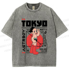 Unisex Japanese Tokyo Astro Boy Printed Washed Tee
