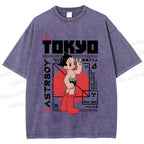 Unisex Japanese Tokyo Astro Boy Printed Washed Tee