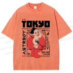 Unisex Japanese Tokyo Astro Boy Printed Washed Tee