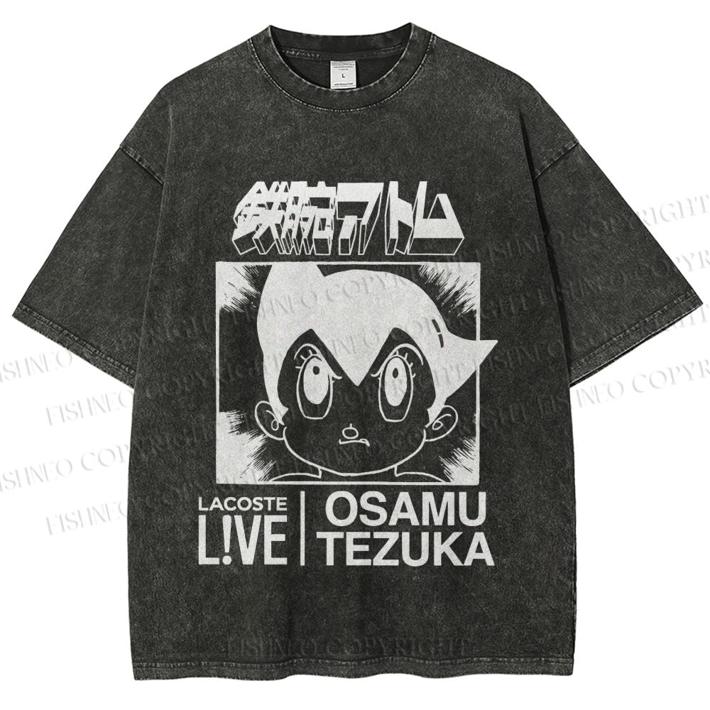 Unisex Japanese Astro Boy Printed Washed Tee