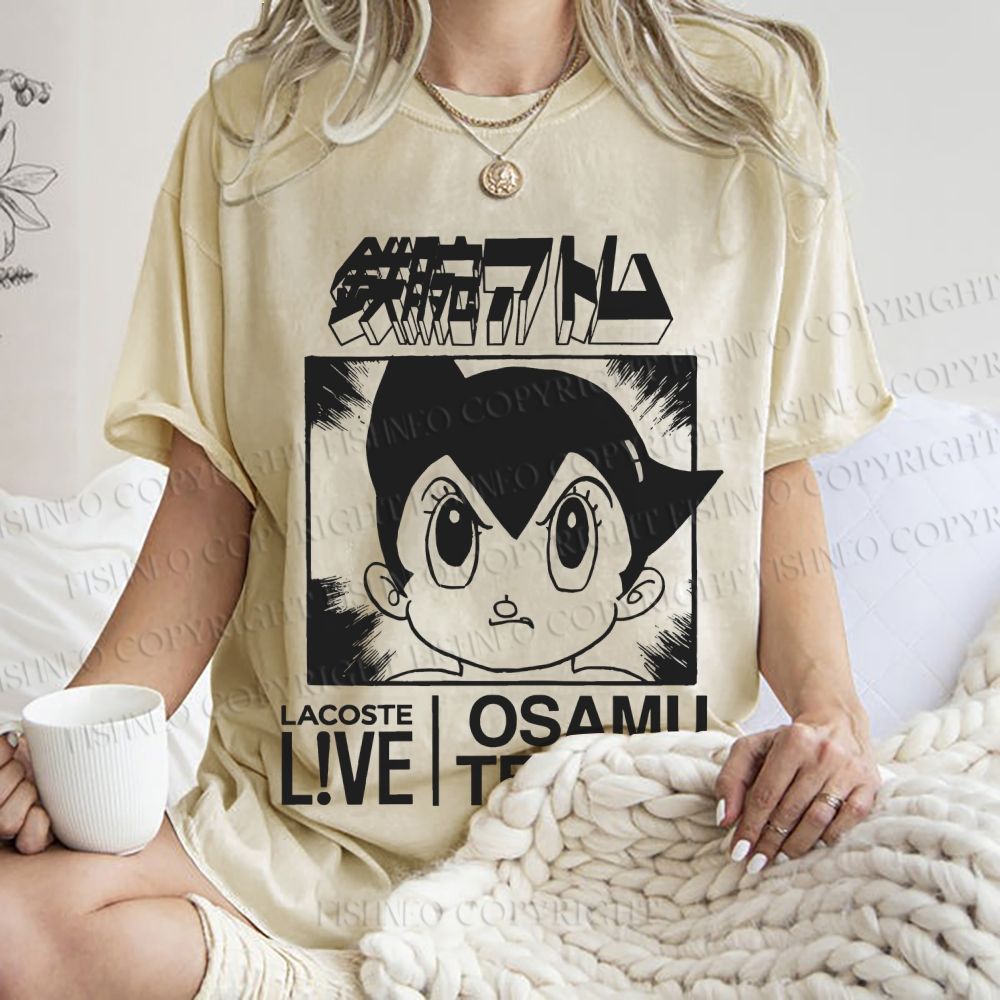 Unisex Japanese Astro Boy Printed Washed Tee