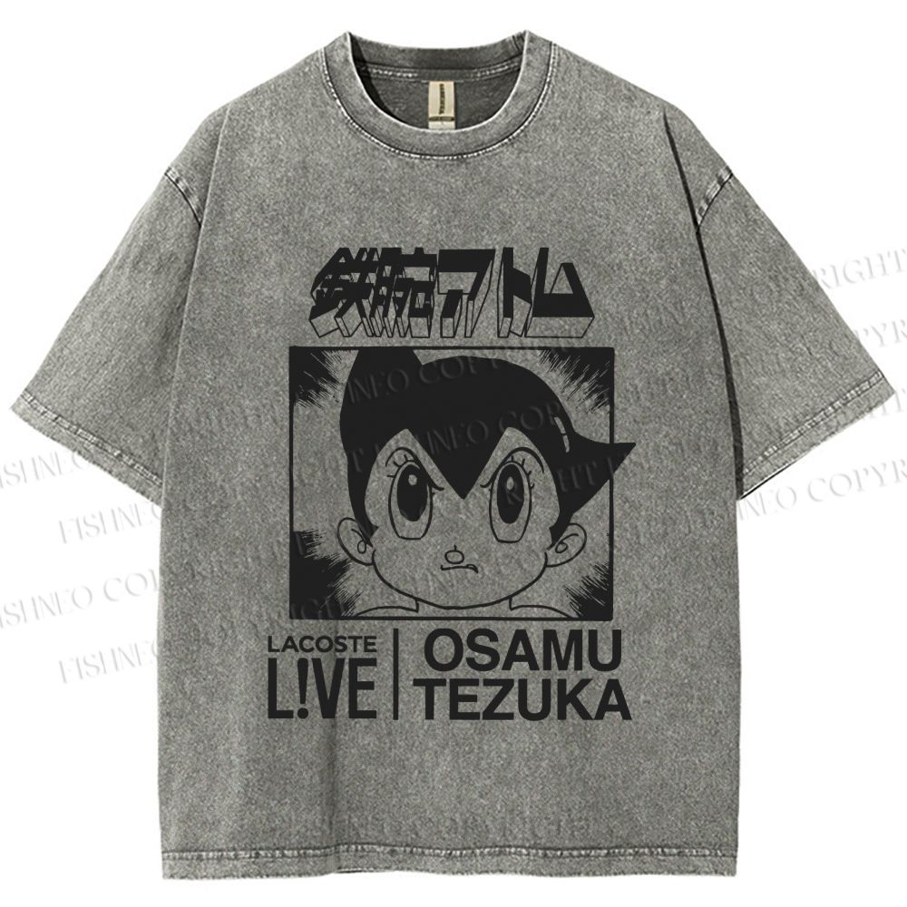Unisex Japanese Astro Boy Printed Washed Tee