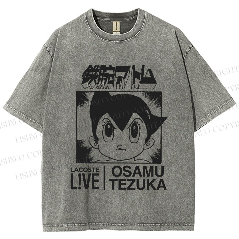 Unisex Japanese Astro Boy Printed Washed Tee