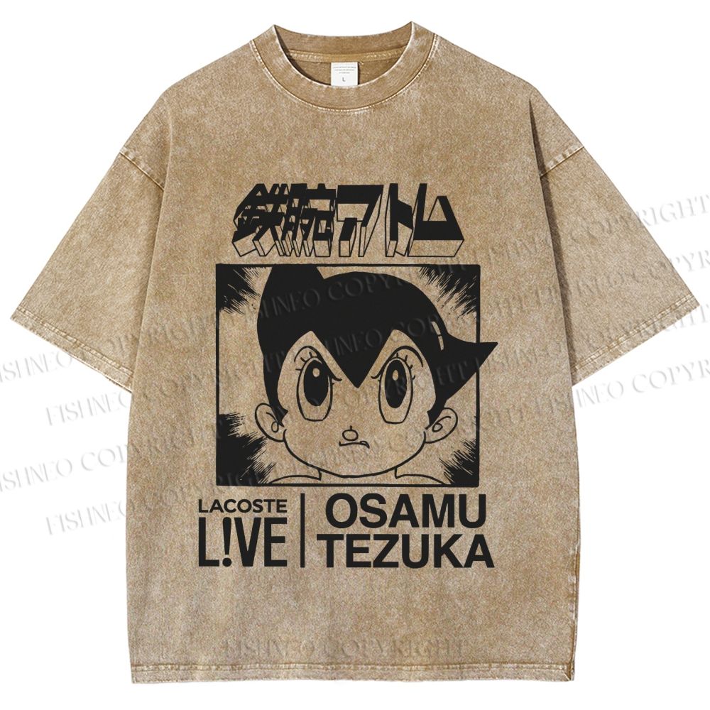 Unisex Japanese Astro Boy Printed Washed Tee