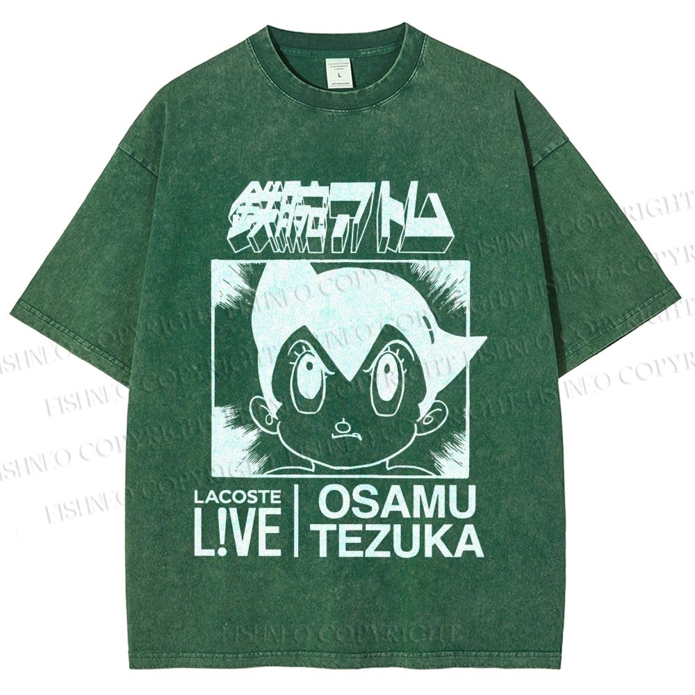 Unisex Japanese Astro Boy Printed Washed Tee