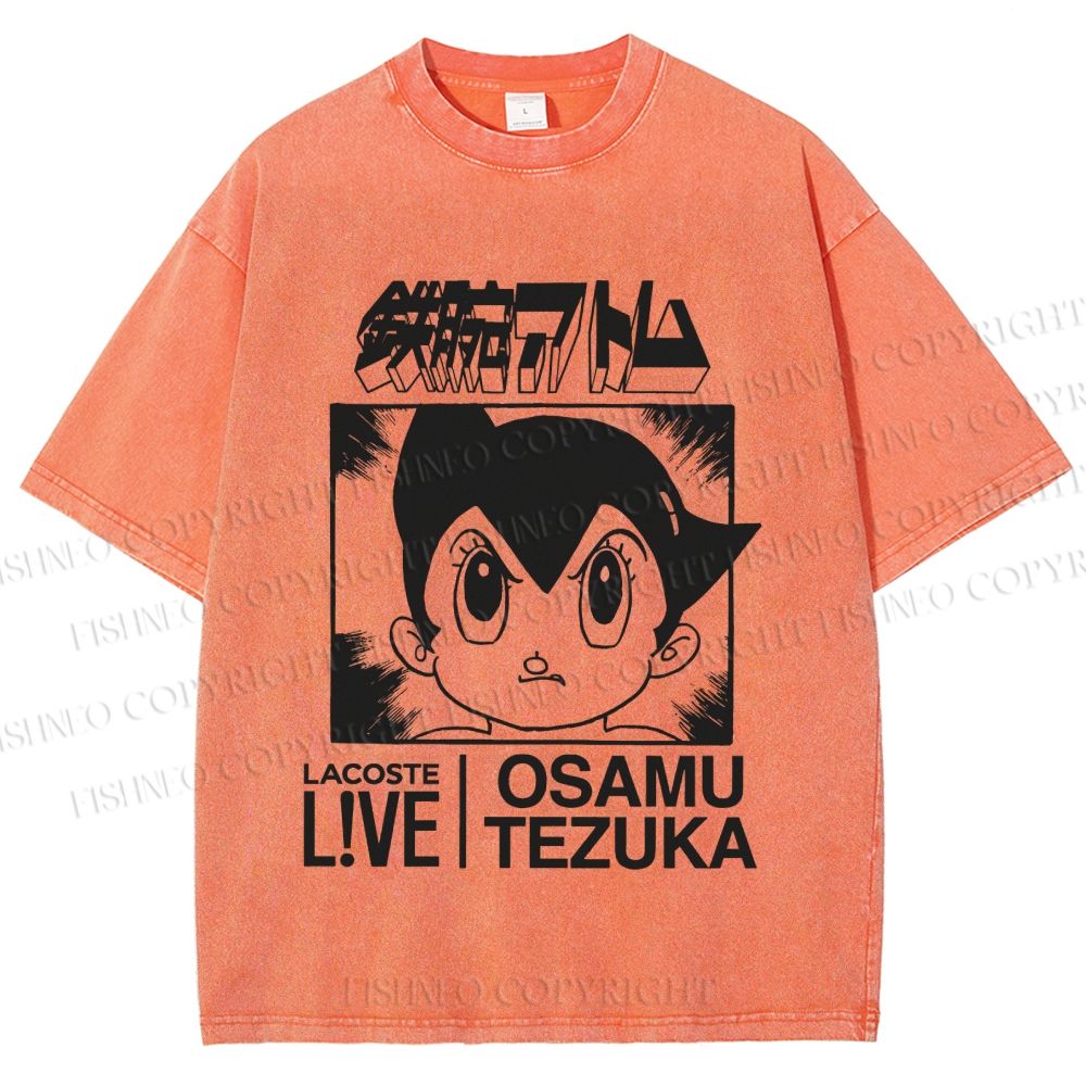 Unisex Japanese Astro Boy Printed Washed Tee