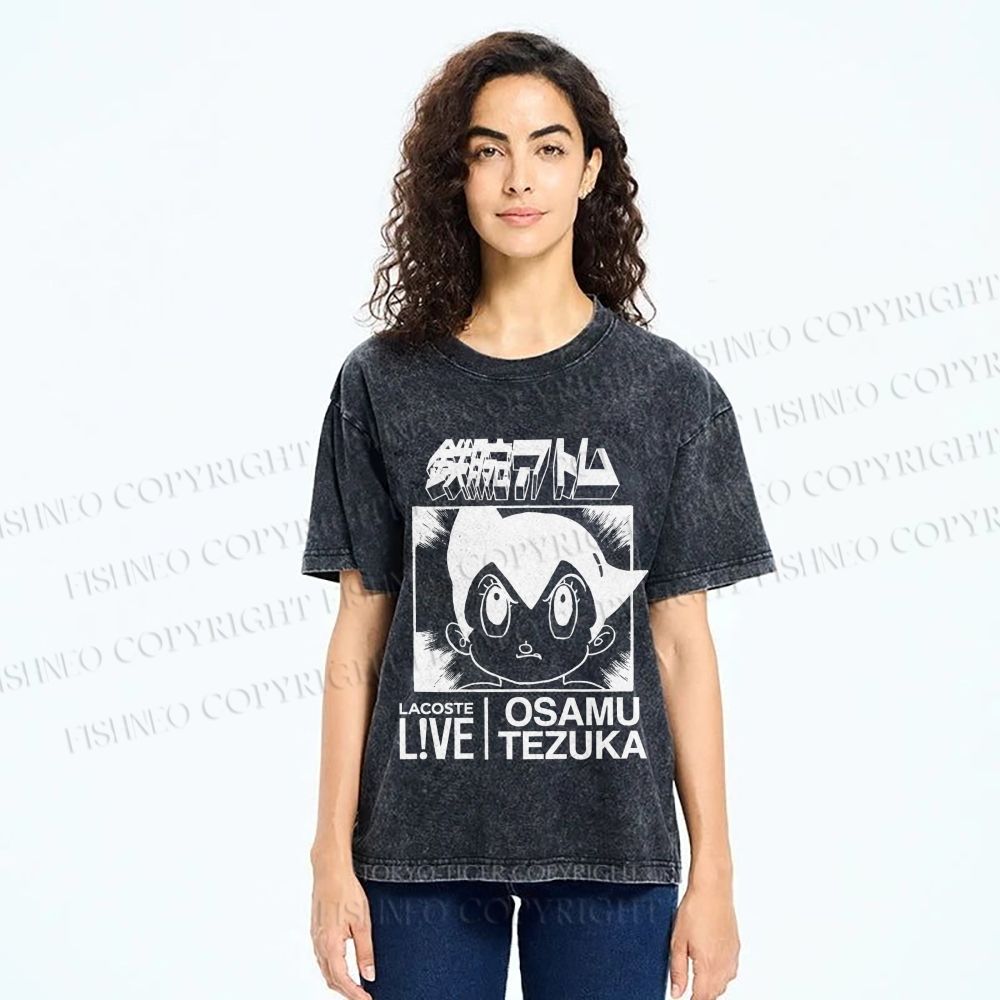 Unisex Japanese Astro Boy Printed Washed Tee