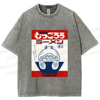 Unisex Vintage Japanese Silly Fish Printed Washed Tee