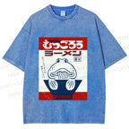 Unisex Vintage Japanese Silly Fish Printed Washed Tee