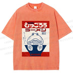 Unisex Vintage Japanese Silly Fish Printed Washed Tee