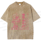 Unisex Vintage Japanese Silly Graffiti Printed Washed Tee