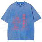 Unisex Vintage Japanese Silly Graffiti Printed Washed Tee