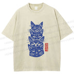 Unisex Vintage Cat Printed Washed Tee
