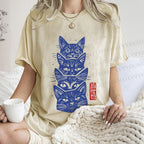 Unisex Vintage Cat Printed Washed Tee