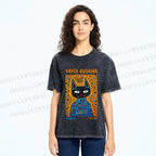 Unisex Japanese Yayoi Kusama Cat Printed Washed Tee