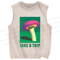 Unisex Take A Trip Mushroom Printed Washed Tank Top