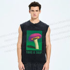 Unisex Take A Trip Mushroom Printed Washed Tank Top