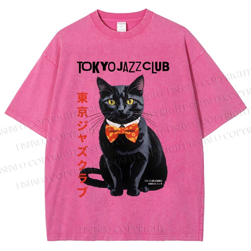 Unisex Tokyo Jazz Club Printed Washed Tee