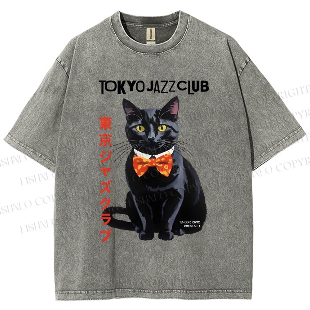 Unisex Tokyo Jazz Club Printed Washed Tee