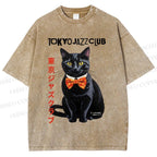 Unisex Tokyo Jazz Club Printed Washed Tee
