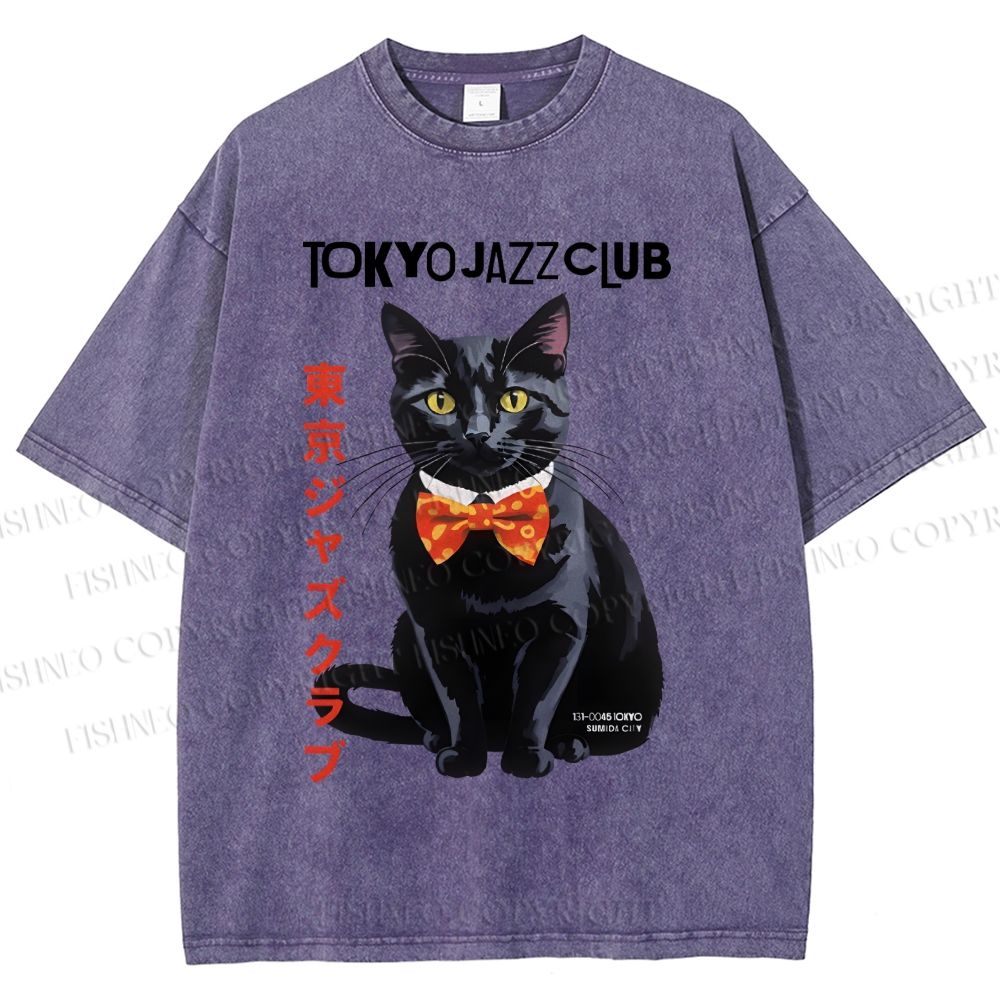 Unisex Tokyo Jazz Club Printed Washed Tee