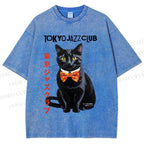 Unisex Tokyo Jazz Club Printed Washed Tee