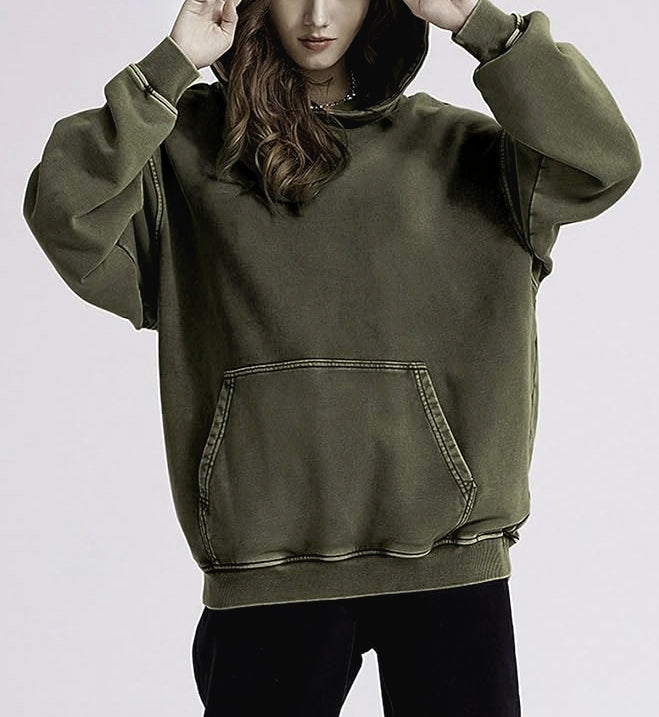 Cat Vintage Washed Cotton Back Art Hoodie