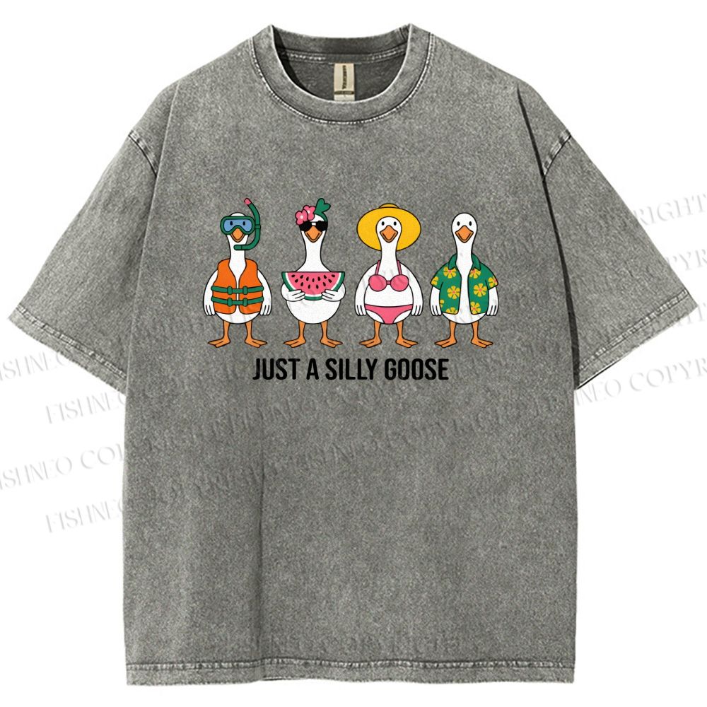 Unisex Just A Silly Goose Printed Washed Tee