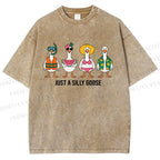 Unisex Just A Silly Goose Printed Washed Tee